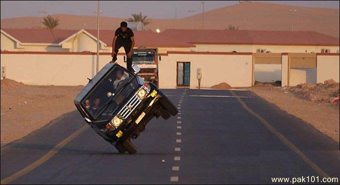 Funny Picture Doing Amazing Stunt On Jeep