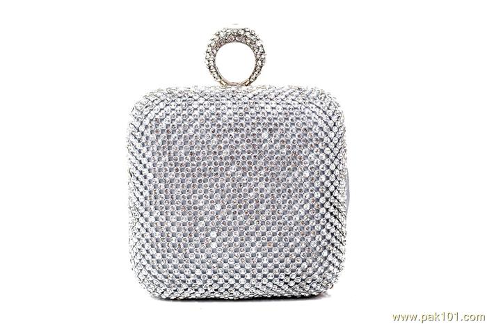 Metro Evening Clutches Hand Bags Fashion Designs Collection For Women and Girls Pakistan-Model Crystal Box Ring Hold