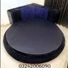 Round bed with mattress and side tables 