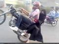 funny motorcycle wheeling with girls