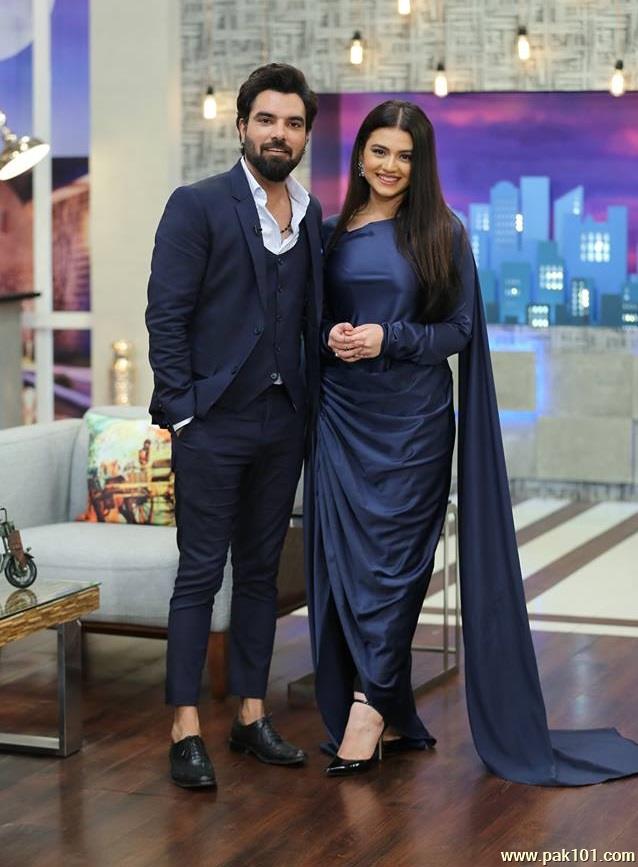 Asad Siddiqui and Zara Noor Abbas on the set of The Aftermoon Show with Yasir